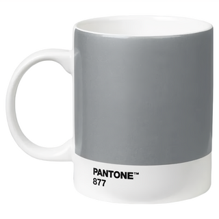 PANTONE 彩通 陶瓷馬克杯 375ml 銀色 - 時尚簡約 微波爐洗碗機適用, 1個