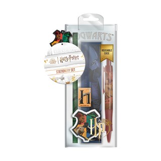 Harry Potter 哈利波特 霍格華茲四學院元素學生文具 鉛筆 原子筆 尺寸 削鉛筆器 橡皮擦 可重複使用收納盒, 1組