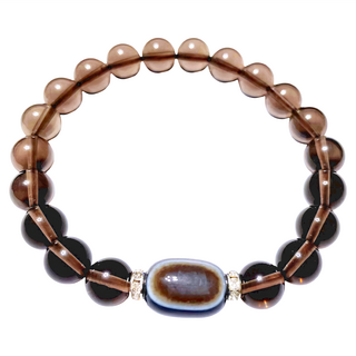 A1寶石 天珠冰種黑曜石手鍊, 8mm 黑色 17W-200