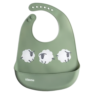 kidsme 矽膠圍兜, 食品級矽膠, 軟式防水圍兜, 柚子綠, 1件