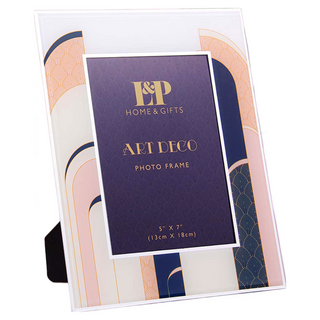 LESSER & PAVEY Art Deco 相框 5x7 玻璃材質, 白色, 1個