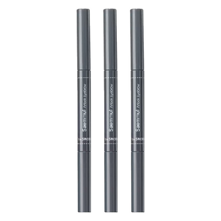 THe SaeM 得鮮 自然柔順持色眉筆 眉刷二合一 三角形筆芯 柔軟質地, 04 黑灰色, 3支