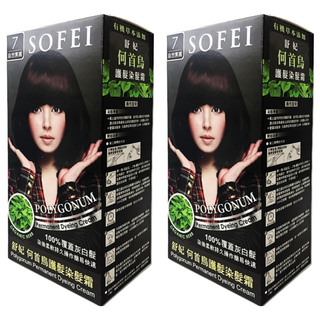 SOFEI 舒妃 護髮染髮霜, 7號 自然黑褐 何首烏, 2盒