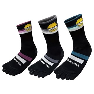 WOAWOA 月光倒影系列 四向止滑加厚能量五指襪 高筒 M 3入組 專業運動襪, 1入