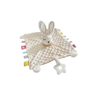 oceanbaby 可愛動物捏捏安撫巾, 鈴鐺凹凸顆粒面料, 啃咬三合一設計, 附吊繩, 小白兔公主, 1個