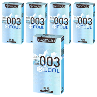 okamoto 岡本 003 COOL冰炫極薄保險套, 10個, 5盒