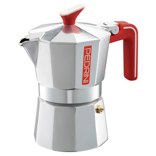 PEDRINI Ecomoka 義式摩卡壺 3杯, 紅色 + 銀色, 1個