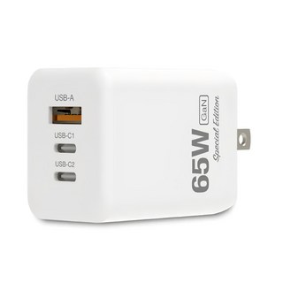 POLYWELL 寶利威爾 65W三孔PD快充頭 PW15-T05-A104, 58mm, 白色, 1個