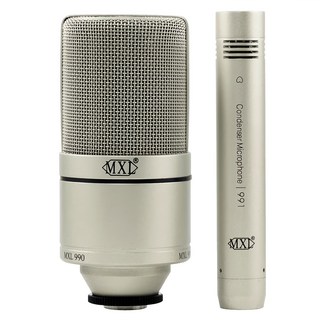 MXL 990/991 電容式麥克風套組，專業錄音設備，心型指向性，清晰收音，適用於Podcast與音樂錄製, 香檳色