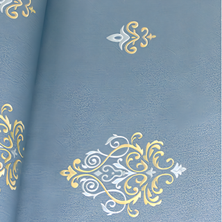 WA. WALL ART 歐風防水自黏壁紙, PVC材質, 60x100cm, 深藍繡布紋, 60 x 300cm