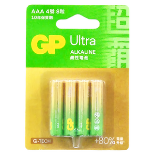 GP Batteries 超霸 Ultra 鹼性電池 AAA 4號, 8顆, 1組