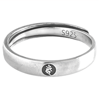 財神小舖 生肖雞不動明王本命佛梵文戒指 (925純銀), 可調整式戒圍, 銀色