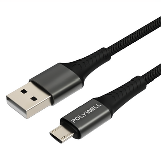 POLYWELL 寶利威爾 USB-A-Micro-B 公對公 編織充電線, 1M, 1條, PW15-W45-A262