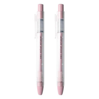 sun-star noc color eraser按壓出芯橡皮擦 雙層結構筆身 透明軸x彩色軸, 玫瑰色, 2個