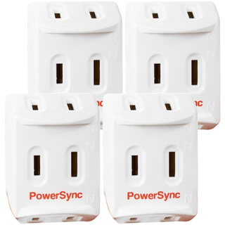 PowerSync 群加 2P 3插高耐熱三面壁插 TC3291, 4.8cm, 白色, 4個