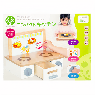 WOODY PUDDY 新版廚房瓦斯爐 啟發寶寶無限想像力及創造力 3歲以上適用, Wood Grain, 1盒