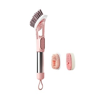 免沾手萬用三頭清潔刷組 按壓式出液 輕鬆清潔, 顏色隨機, 1組