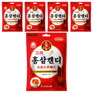 mAmmos 高麗紅蔘糖 韓國代表紅蔘糖果 紅蔘香氣濃郁 口感清新, 80g, 5袋