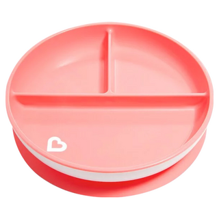 Munchkin 滿趣健 三格吸盤碗 強大吸力不易滑動 快速釋放拉環設計 無BPA, 粉色, 1個