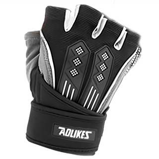 AOLIKES 奧力克斯 115 加墊半指手套 XL 白色, 適合掌圍22~23cm, 重量95g, 各類健身運動適用, 1雙