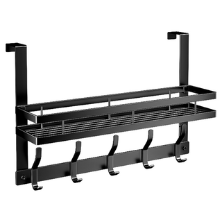 小麥購物 雙層門後掛勾 5鉤 C582 44cm 797g, 黑色, 1個