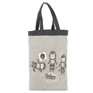 kUSUgURU JAPAN 日本眼鏡貓 NEKOMARUKE貓丸系列 宇航喵星人萬用手提包, 灰色