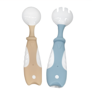 PUKU 藍色企鵝 樂彎學習湯叉組, 360°自由彎折, 湯匙 + 叉子 + 收納盒, 湯叉12 x 3cm + 收納盒15 x 7.2cm, 混合顏色, 1組