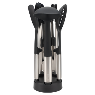 Joseph Joseph Elevate系列 不沾桌矽膠料理鏟杓五件組 附立座, 廚房料理好幫手, 1組, 黑色