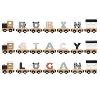 TRYCO 木製字母火車_E 兒童益智玩具 字母積木 創意拼裝火車, 7.6cm x 6.5cm x 3cm, 木製, 1入