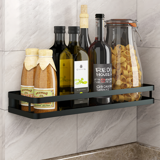 Lifecode 生活密碼 收納王304不鏽鋼 免打孔壁掛置物架/調味架, 1個, 炭黑色