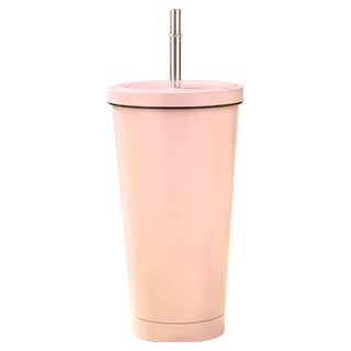 304不鏽鋼 環保吸管杯 750ml 附不鏽鋼吸管 保溫保冷, 豆沙粉, 1個