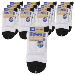 B.V.D. 雙效抗菌除臭1/2健康男襪 - B384, 白色, 加大 26-28cm, 12雙