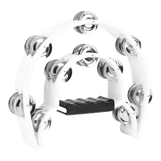 恩心樂器 半月鈴鼓 白色 兒童教學節奏樂器 雙排鈴片 易握設計, 1個