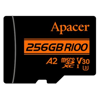 Apacer 宇瞻 MicroSDXC U3 V30 A2 Class10 記憶卡, 讀取速度達100MB/s, 防水防磁耐高低溫防X光, 256GB, 1個