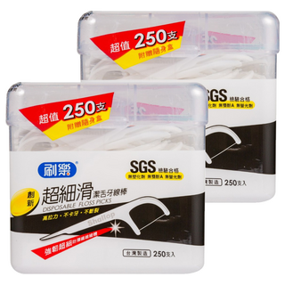 Shallop 刷樂 超細滑潔舌牙線棒, 7.5cm, 250支, 2盒