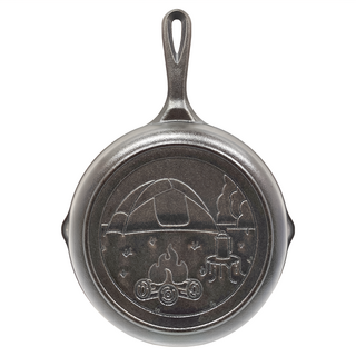 LODGE 戶外流浪系列 20.3cm 鑄鐵單柄鍋 適合戶外烹飪 燒烤 燉煮皆宜, 林間野營 黑色, 1個