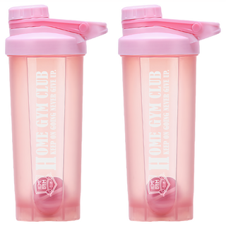 HOME GYM CLUB 居家健身 奶昔搖搖杯 粉色 運動蛋白粉攪拌杯, 700ml, 2個