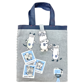 kUSUgURU JAPAN 日本眼鏡貓 NEKOMARUKE貓丸系列 來自拍吧 立體造型磁吸扣手提雜誌包 日本TV限定款, 灰色