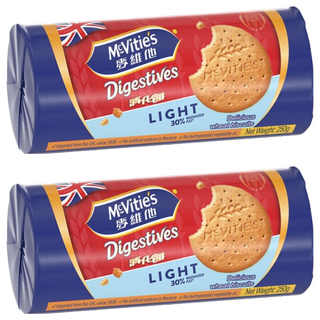 McVitie's 麥維他 輕怡消化餅 脂肪含量比原味消化餅少30% 美味小麥餅乾, 250g, 2包