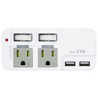 Kinyo 3P 2開2插 PD + QC 高溫斷電分接器 117 x 56 x 47cm, 白色, 1個