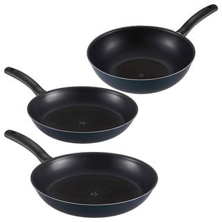 HAPPYCALL Easiest 鑽石不沾鍋3件組 A, 藍色, 1組, 平底鍋 24cm + 28cm + 炒鍋 28cm