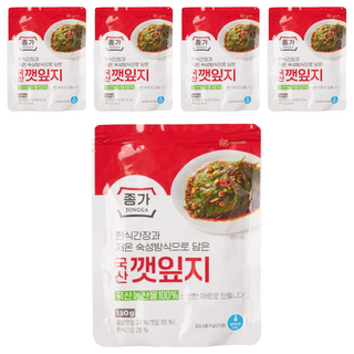 JONGGA 宗家府 芝麻葉, 韓國醬油自然發酵熟成, 配烤肉必吃小菜, 200g, 5包