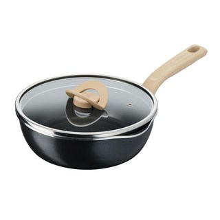 Tefal 特福 煮FUN系列 不沾深平鍋 IH 附鍋蓋 霧光黑, 22cm, 1個