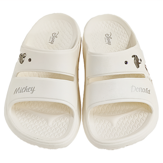BORUI 柏睿鞋業 大人款 迪士尼運動風防水拖鞋 造型休閒拖鞋, 米奇唐老鴨 白色, 37