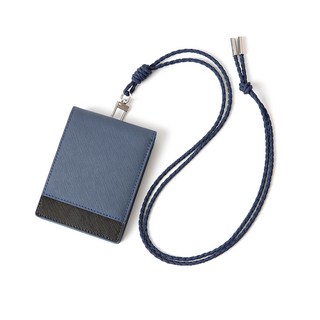 Blanc Fleur 牛皮拼接頸掛卡夾