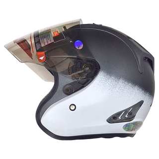 普通型露臉式機車防護頭盔 含一層護目鏡 R3-A6, 灰色 + 白色