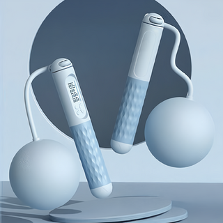 三次方 兩用負重跳繩 大球款 藍色, 健身運動提升心肺功能與耐力, 大直徑65mm 鋼絲繩長約3米, 1個