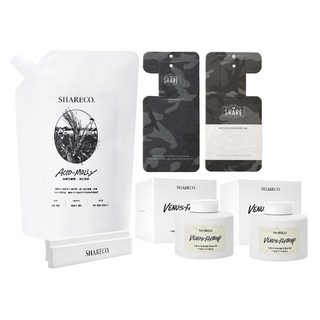 SHARECO 台灣公司貨 空間香氛儀式組 迷幻擴香補充＋捕擴圓瓶2入＋黑灰迷彩香水吊卡, 1套