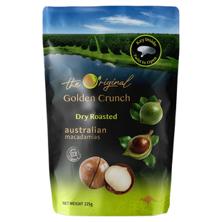 Golden Crunch Macadamias Australia 頂級夏威夷果 帶殼原味, 1個, 225g