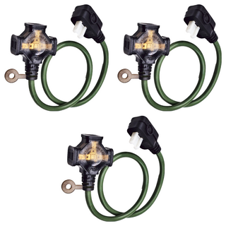 PowerWork 動力工廠 1對3座耐熱動力軟線, 0.6m, 軍綠, 3條